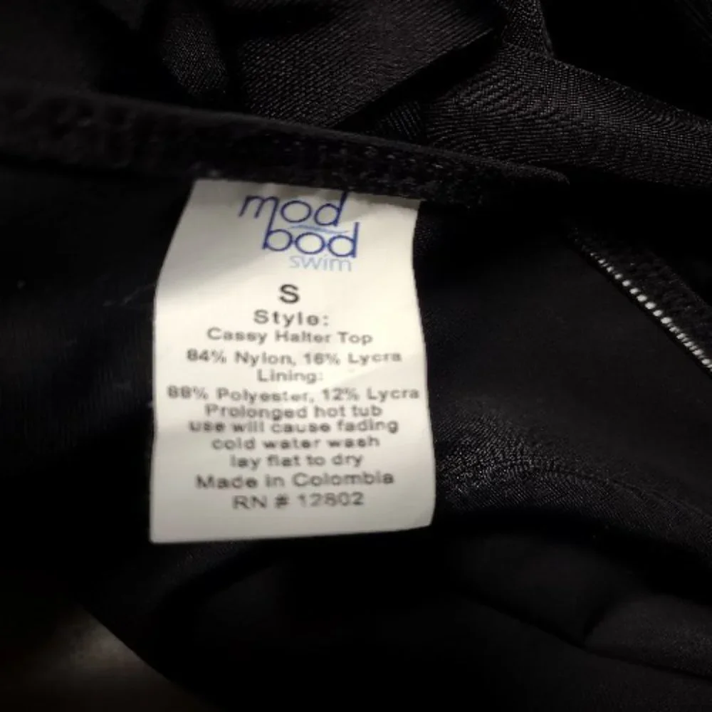 NWT MOD BOD Cassy black halter swim tankini top New